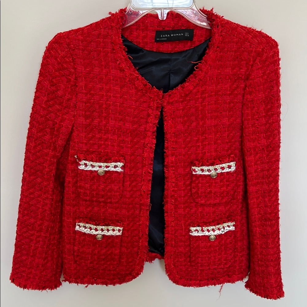 Zara Red Tweed Jacket